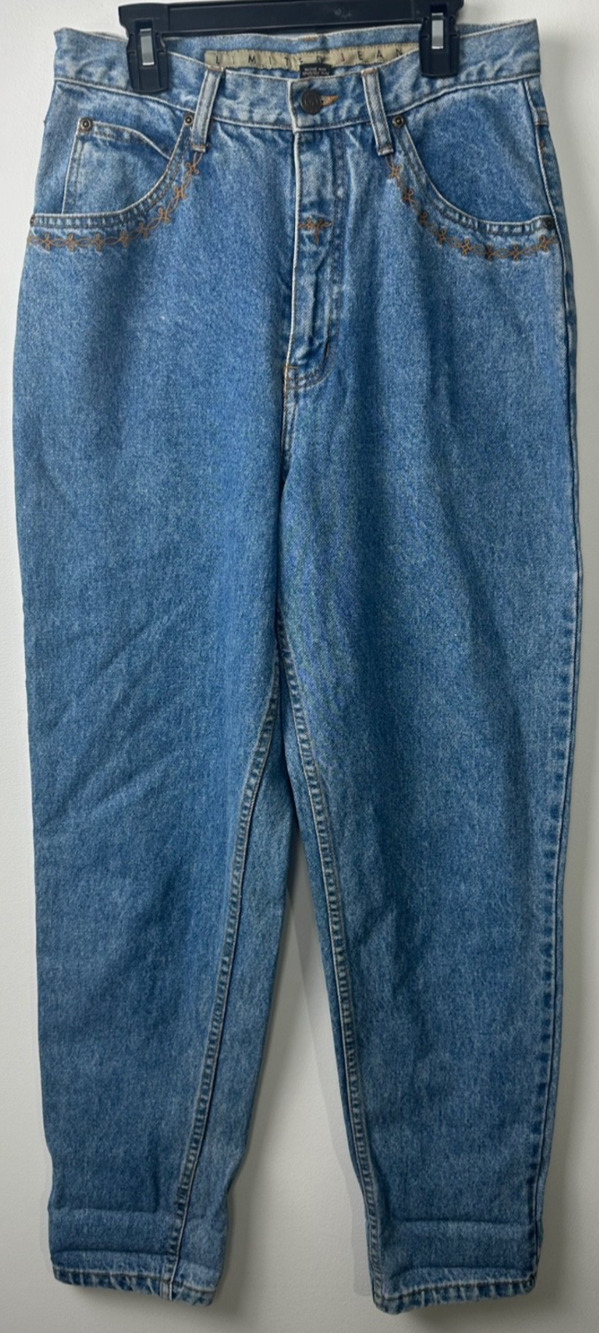 Vintage Limited Jeans Women Y2K 10 Blue Denim Tapered High Rise embroidered D45